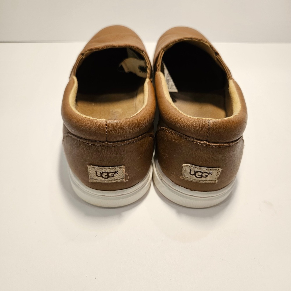 UGG Kitlyn Brown Pebbled Leather Slip On Sneakers Shearling Lined Womens 6 - Picture 11 of 13
